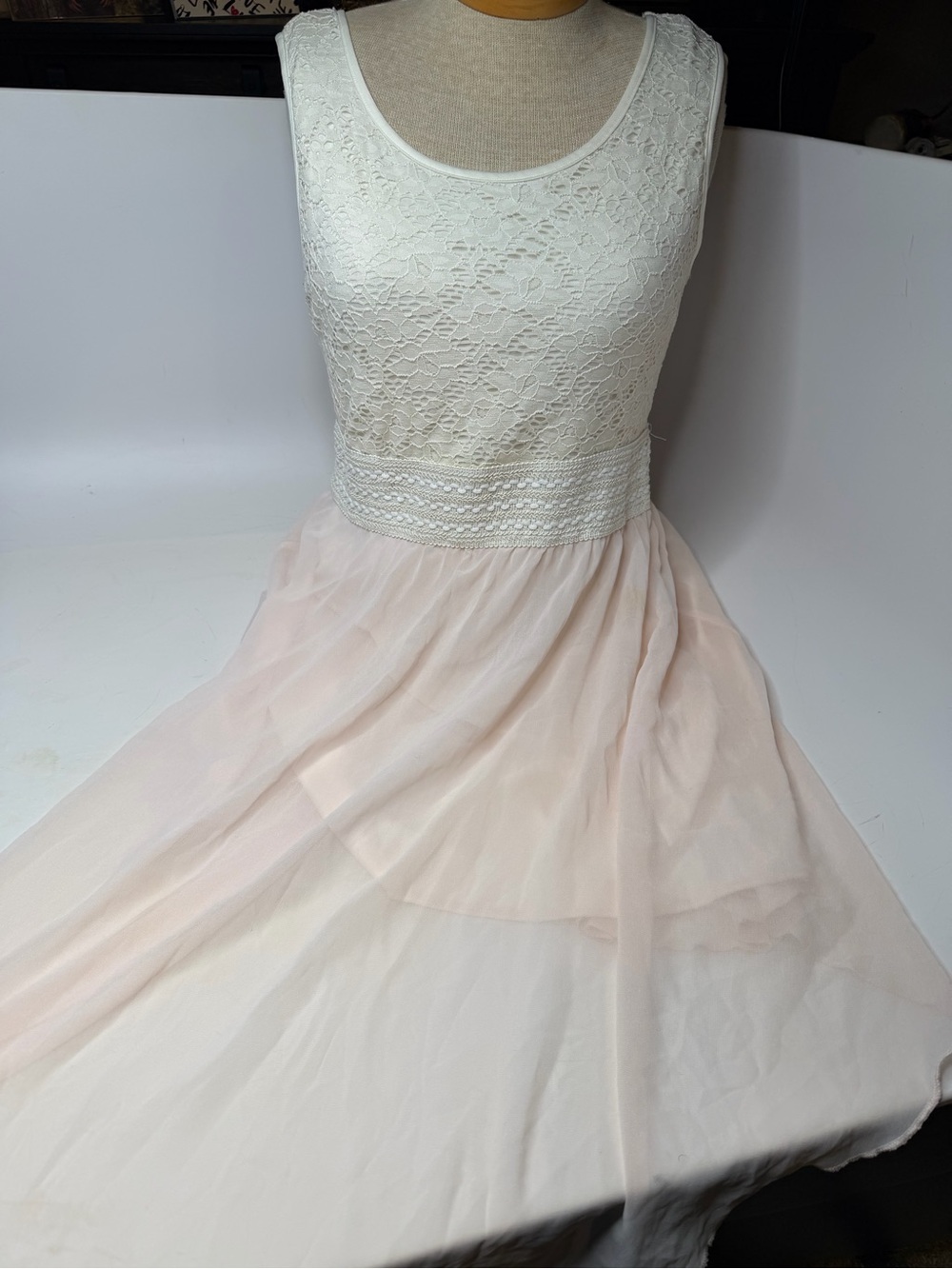Rue21 Strapless Lace Bodice Dress in Cream and Blush